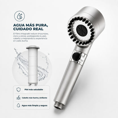 Ducha de Alta Presión con Filtro Purificador · 3 Modos de chorro