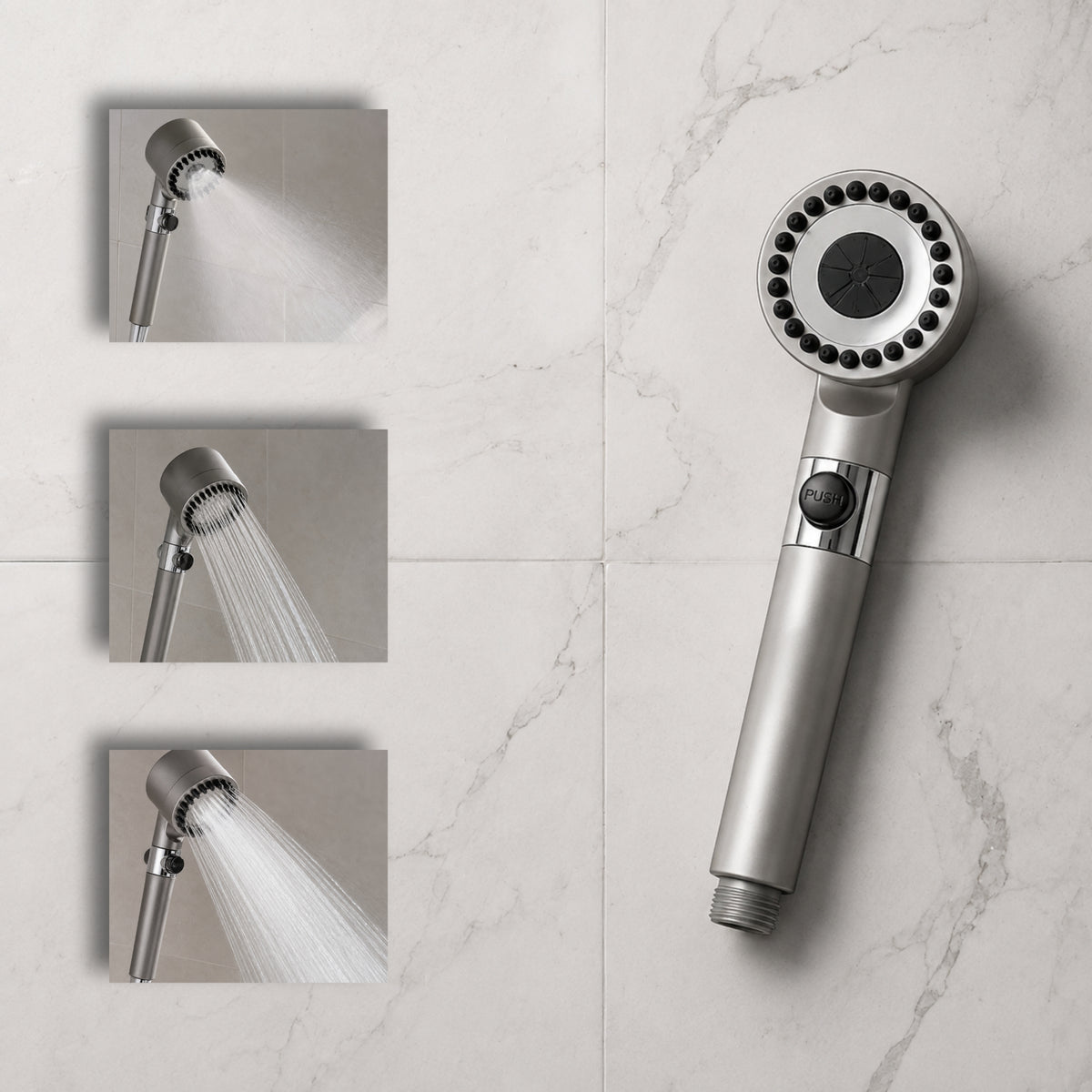 Ducha de Alta Presión con Filtro Purificador · 3 Modos de chorro